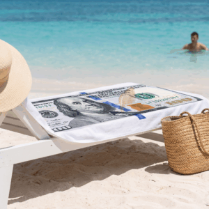 beach towel 90 cm x 180 cm 100 dollar bill