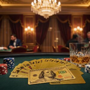 Set of 2 decks luxury playing cards golden 100 dollar bill