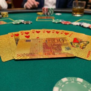 set of 2 decks luxury playing cards golden 500 euro bill